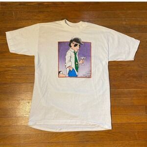 Vintage 1986 Bloom County Steve Dallas Bill the Cat T-Shirt White Mens Large M